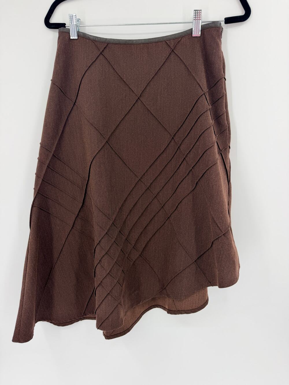 Hazel Y2K Brown Asymmetrical skirt sz Small Geometric Artwear Boho Fairy Grunge